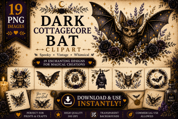 Download Dark Cottagecore Bat Clipart - Dark Collection