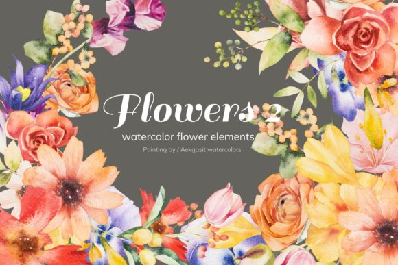 Download Watercolor Flower Elements No 3 - Flower elements Collection