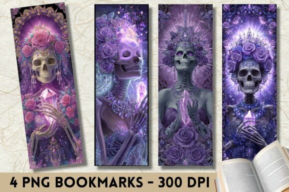 Download Gothic Skull Crystal Rose Dark Bookmark - Dark Collection