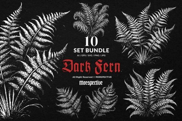 Download 10 Bundle Dark Art Fern Plant Wild Leaf - Dark Collection