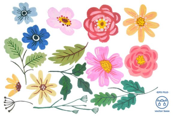 Download Watercolor Flower Elements Clip Art - Flower elements Collection