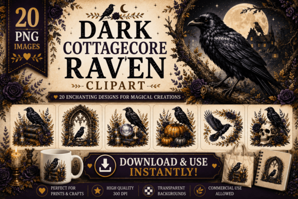 Download Dark Cottagecore Raven Clipart - Dark Collection